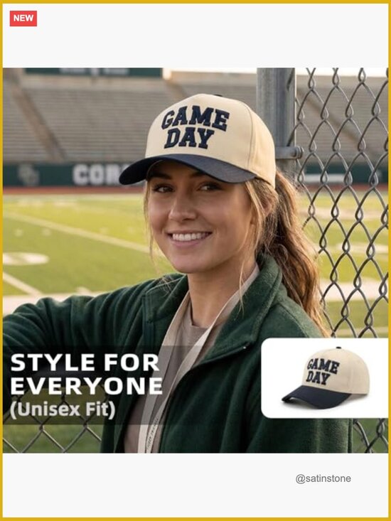 Vintage Embroidered Game Day Baseball Cap, Adjustable, Sports Fan Hat main image 5